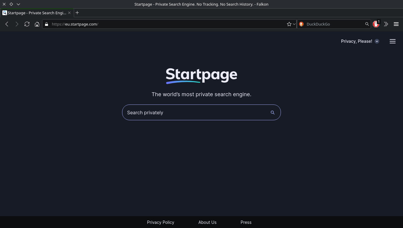 Startpage on Falkon