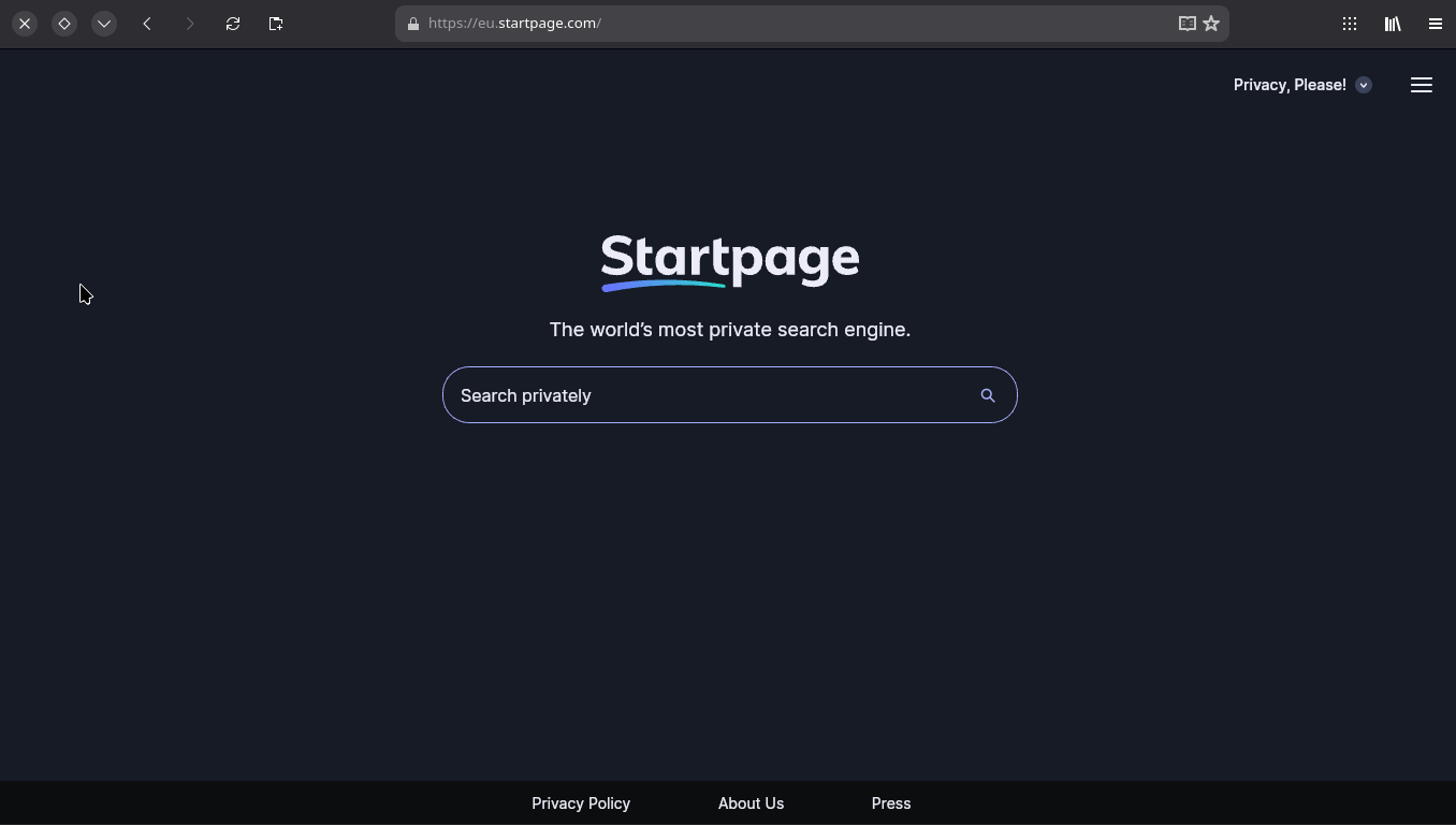 Startpage on GNOME Web