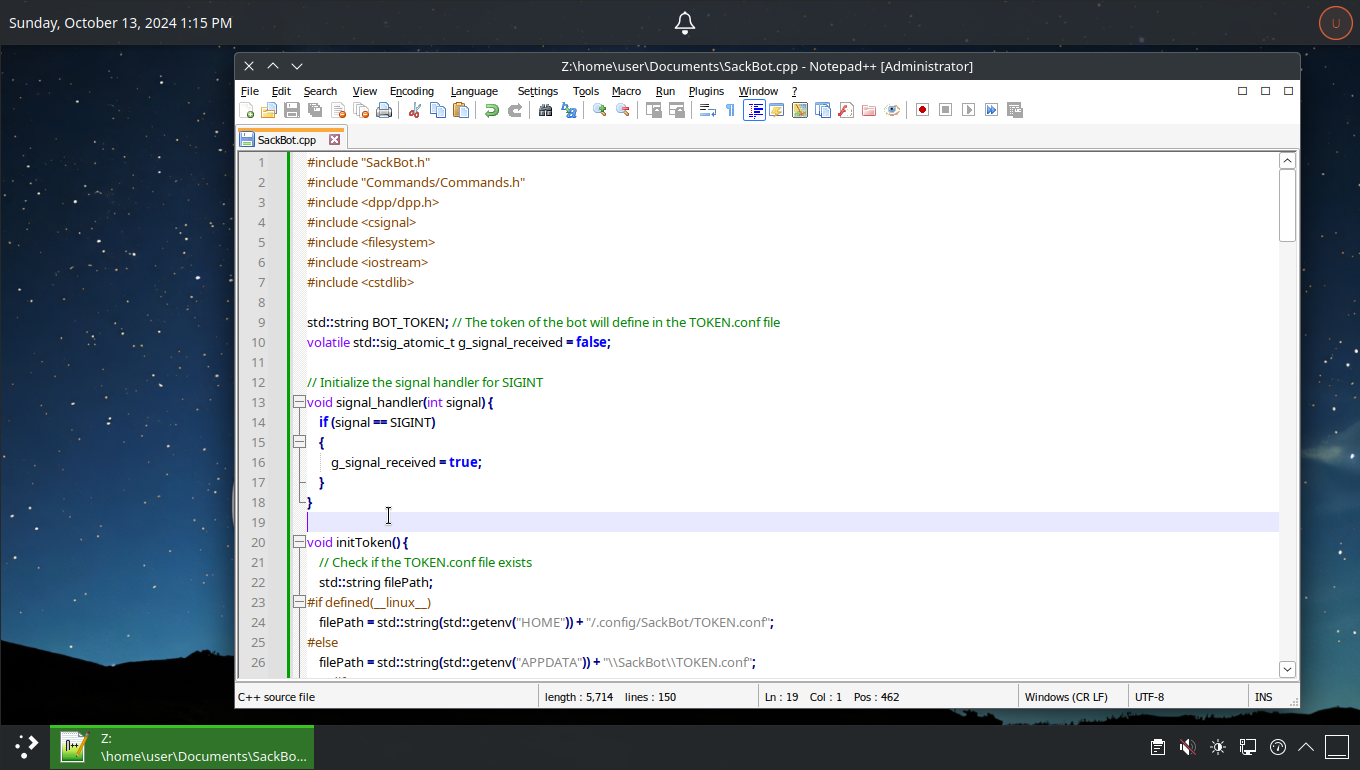 Notepad++ on Vincent OS